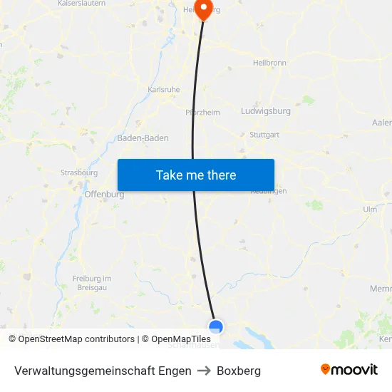 Verwaltungsgemeinschaft Engen to Boxberg map