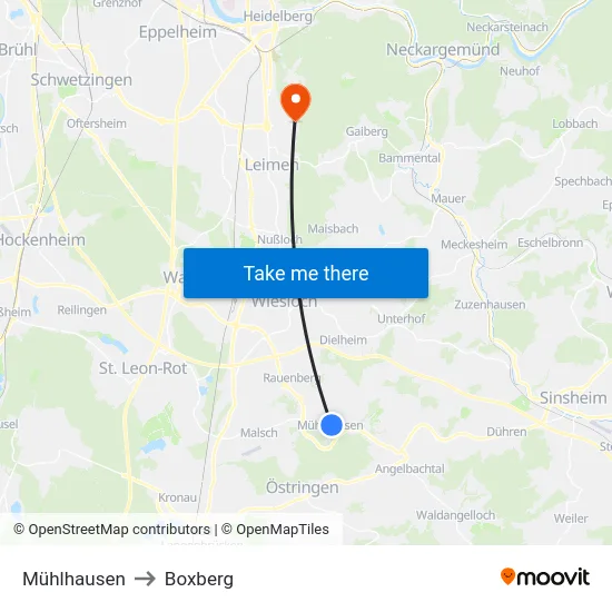 Mühlhausen to Boxberg map