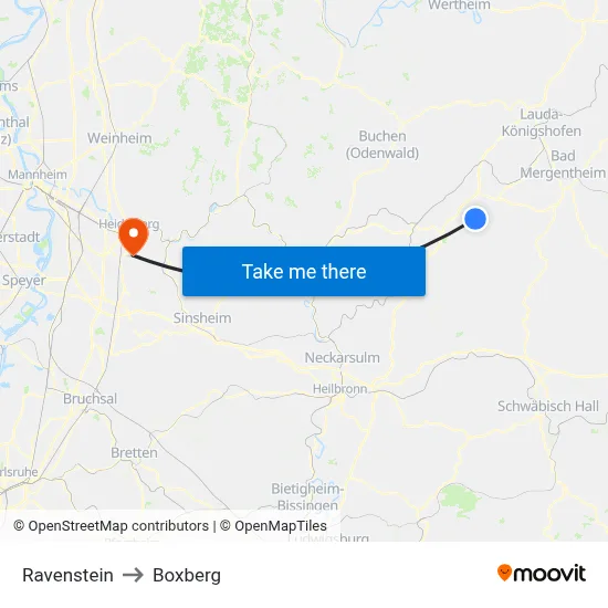 Ravenstein to Boxberg map