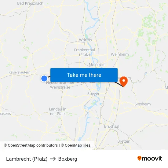 Lambrecht (Pfalz) to Boxberg map