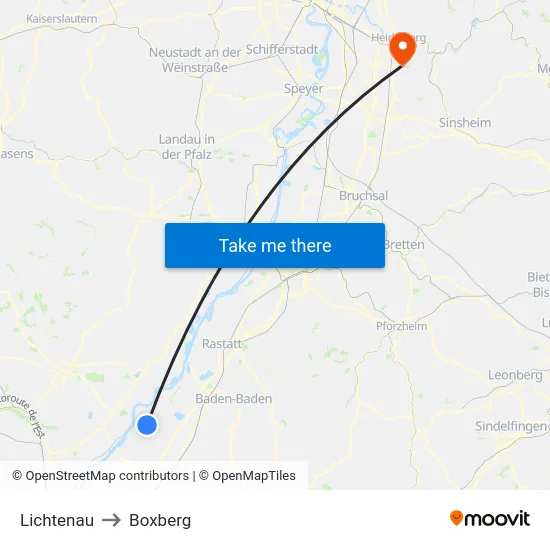 Lichtenau to Boxberg map