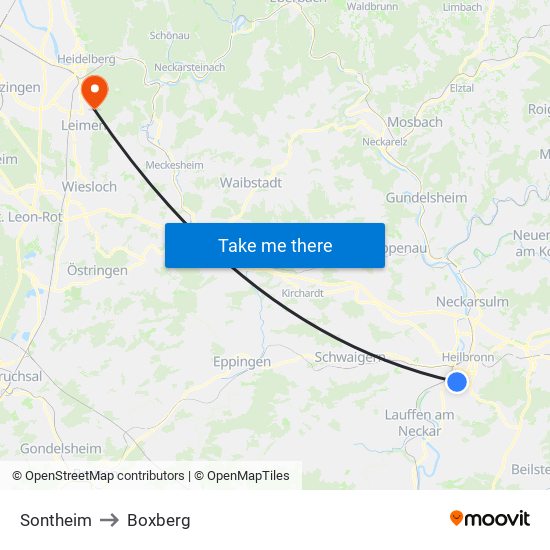 Sontheim to Boxberg map