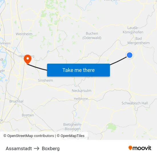 Assamstadt to Boxberg map