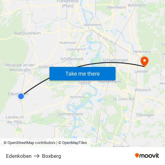 Edenkoben to Boxberg map