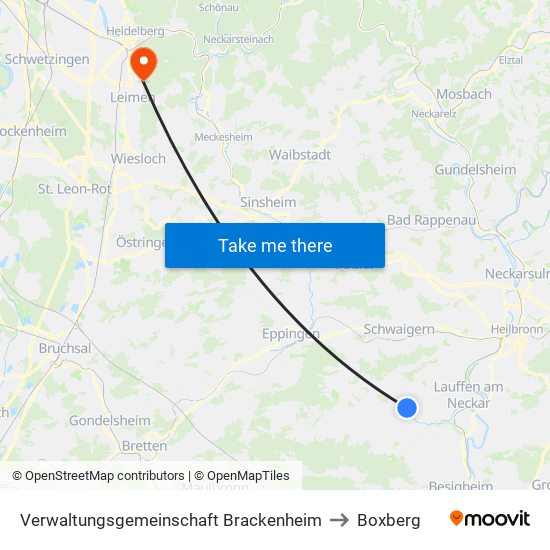 Verwaltungsgemeinschaft Brackenheim to Boxberg map