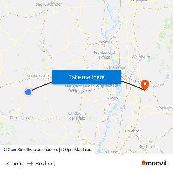 Schopp to Boxberg map