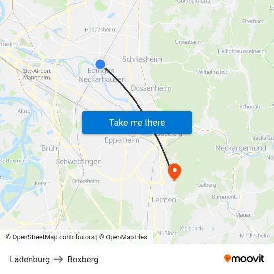 Ladenburg to Boxberg map