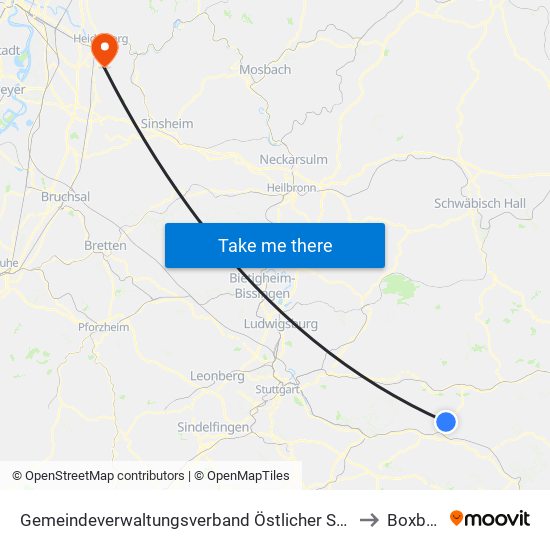 Gemeindeverwaltungsverband Östlicher Schurwald to Boxberg map