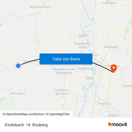 Kindsbach to Boxberg map