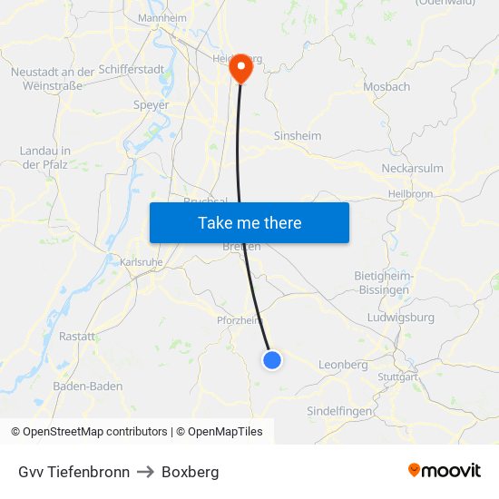 Gvv Tiefenbronn to Boxberg map