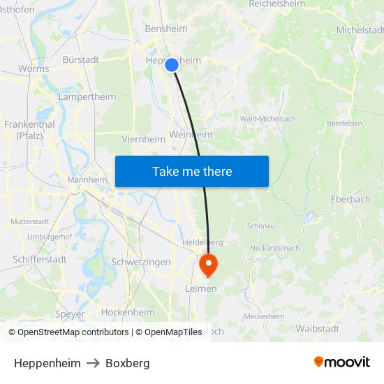 Heppenheim to Boxberg map