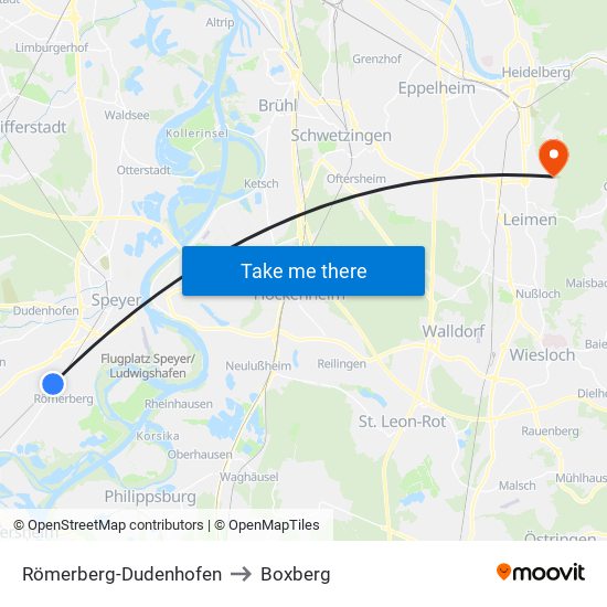 Römerberg-Dudenhofen to Boxberg map