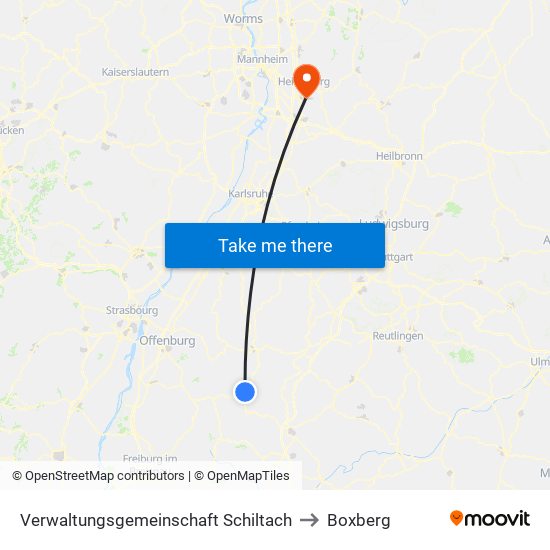 Verwaltungsgemeinschaft Schiltach to Boxberg map