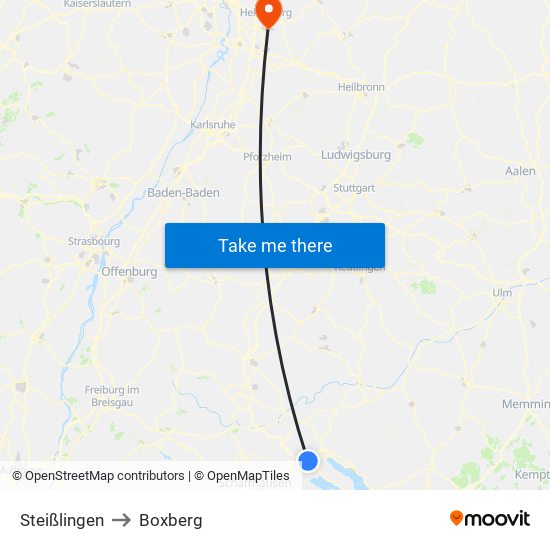 Steißlingen to Boxberg map