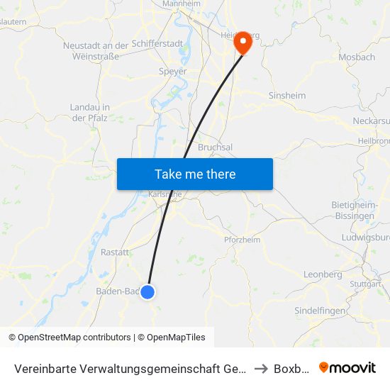 Vereinbarte Verwaltungsgemeinschaft Gernsbach to Boxberg map