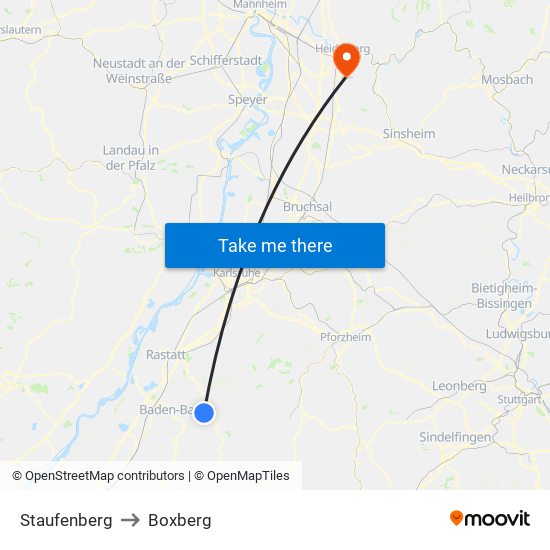 Staufenberg to Boxberg map