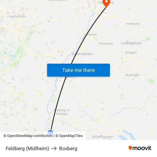 Feldberg (Müllheim) to Boxberg map