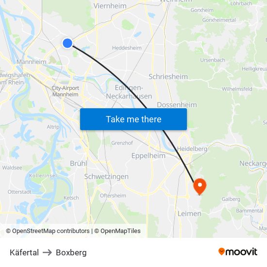Käfertal to Boxberg map