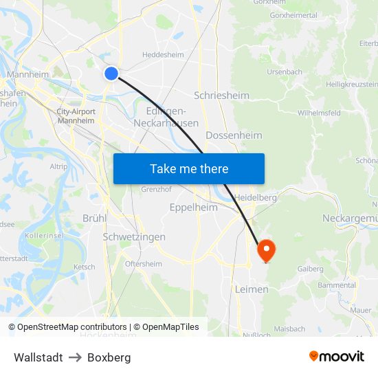 Wallstadt to Boxberg map
