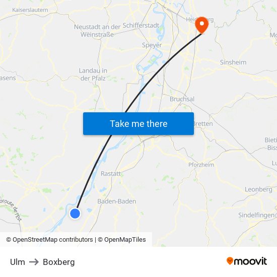 Ulm to Boxberg map