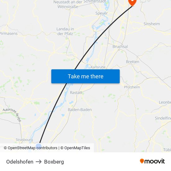 Odelshofen to Boxberg map