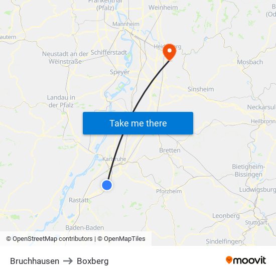 Bruchhausen to Boxberg map