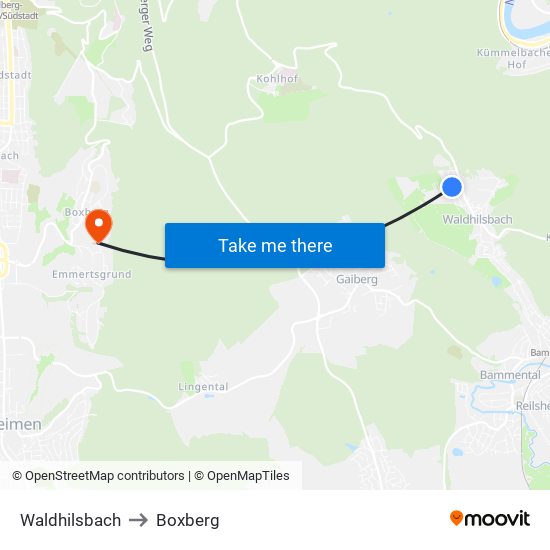Waldhilsbach to Boxberg map