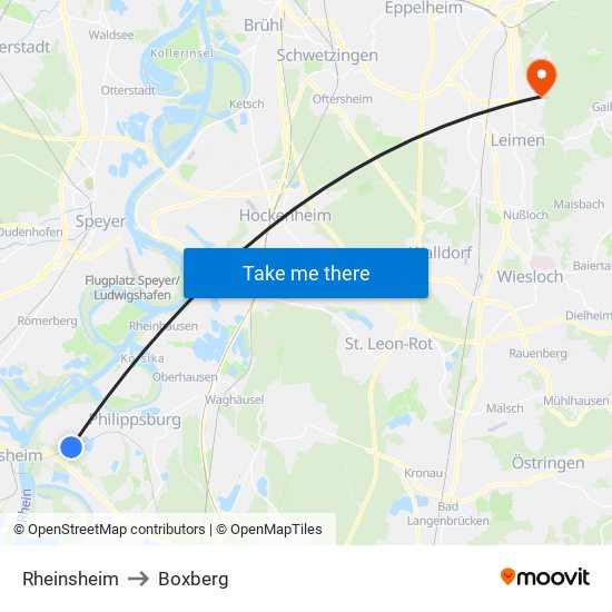 Rheinsheim to Boxberg map