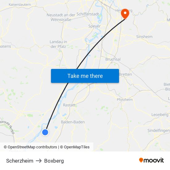 Scherzheim to Boxberg map