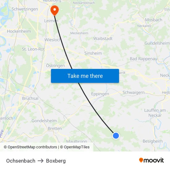 Ochsenbach to Boxberg map