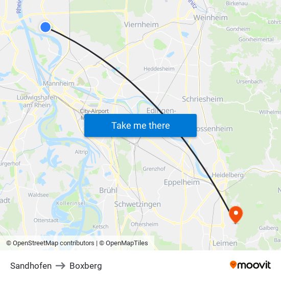 Sandhofen to Boxberg map