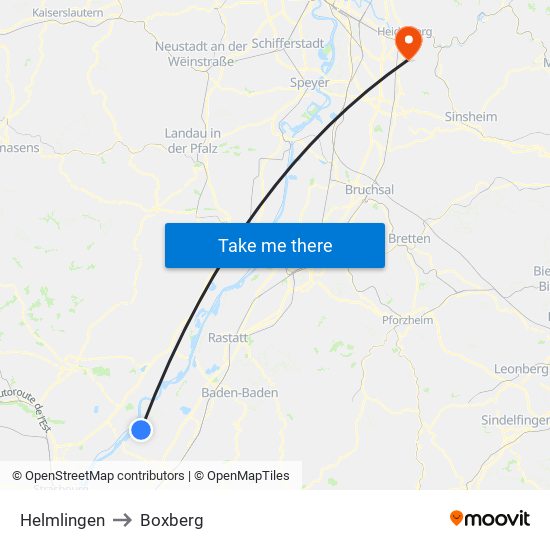 Helmlingen to Boxberg map
