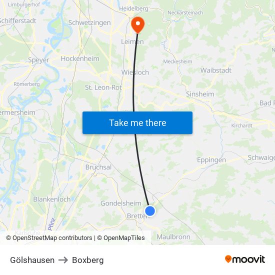 Gölshausen to Boxberg map