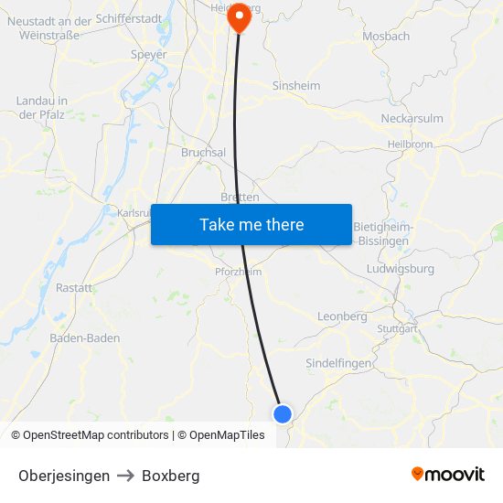 Oberjesingen to Boxberg map