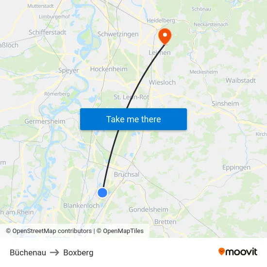 Büchenau to Boxberg map