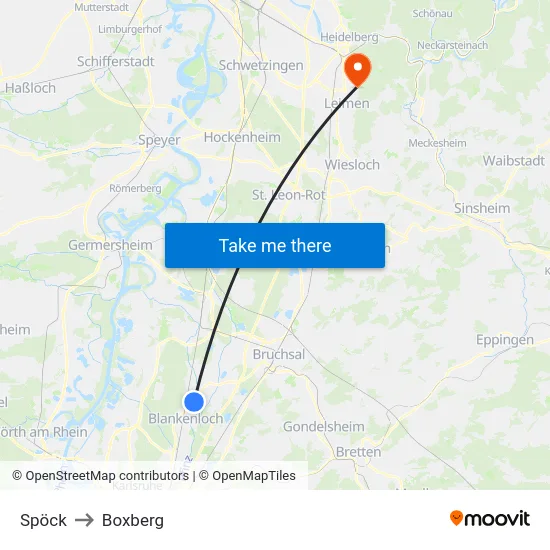 Spöck to Boxberg map
