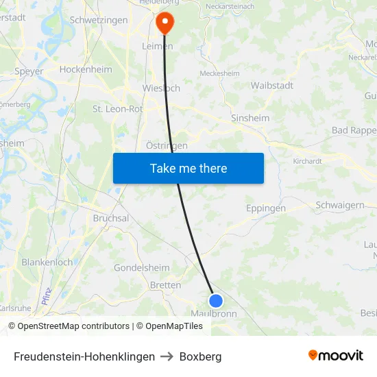Freudenstein-Hohenklingen to Boxberg map