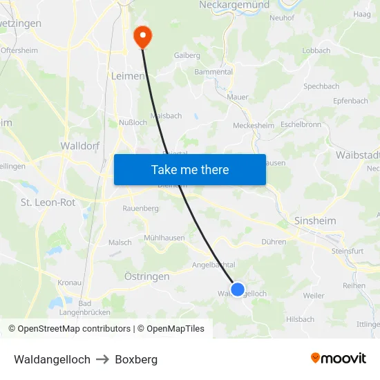 Waldangelloch to Boxberg map