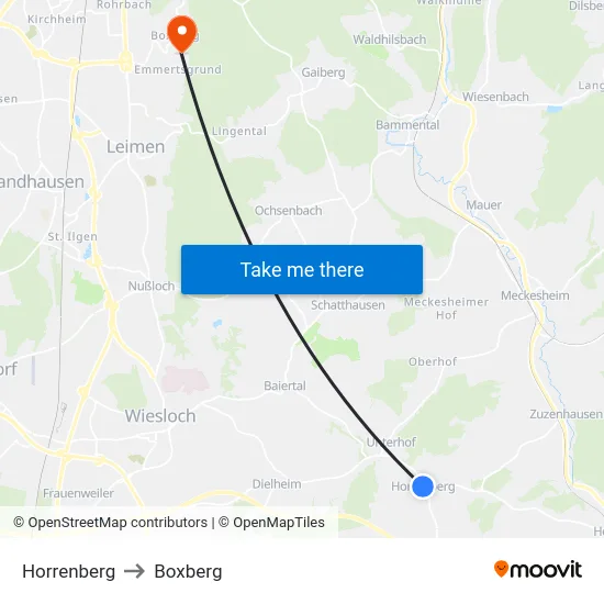 Horrenberg to Boxberg map