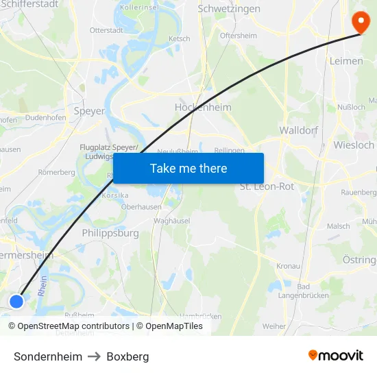 Sondernheim to Boxberg map