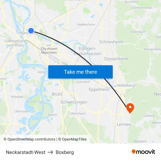 Neckarstadt-West to Boxberg map