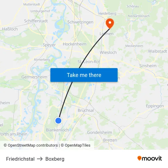 Friedrichstal to Boxberg map
