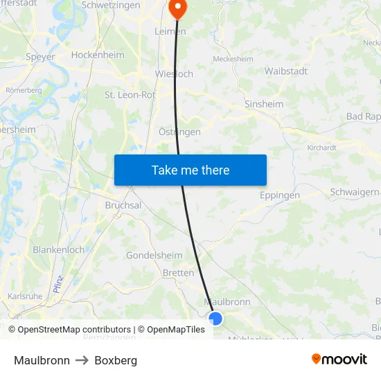 Maulbronn to Boxberg map