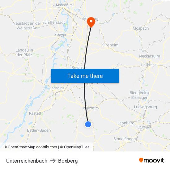 Unterreichenbach to Boxberg map