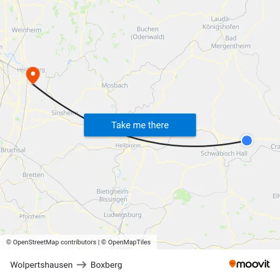 Wolpertshausen to Boxberg map
