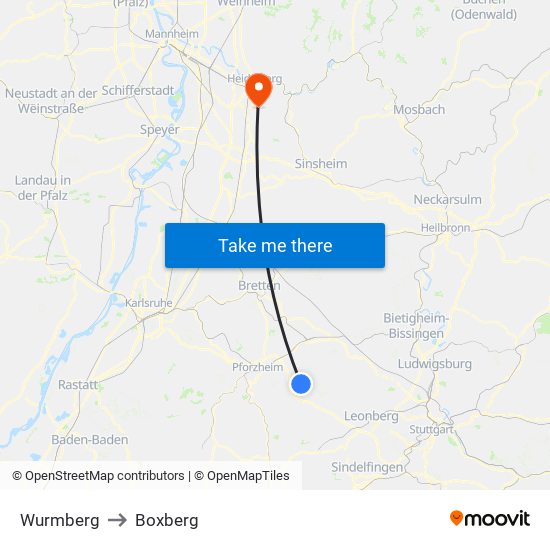 Wurmberg to Boxberg map