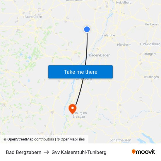 Bad Bergzabern to Gvv Kaiserstuhl-Tuniberg map