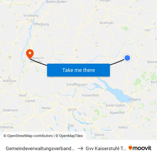 Gemeindeverwaltungsverband Bad Buchau to Gvv Kaiserstuhl-Tuniberg map