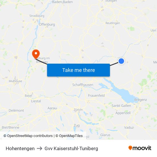Hohentengen to Gvv Kaiserstuhl-Tuniberg map