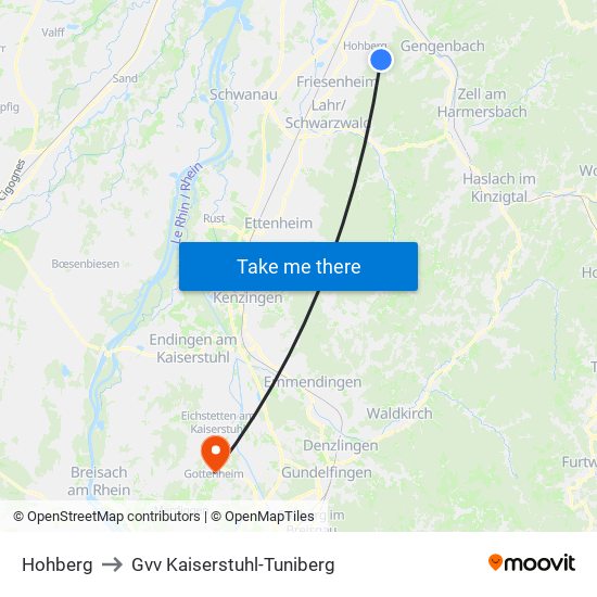 Hohberg to Gvv Kaiserstuhl-Tuniberg map